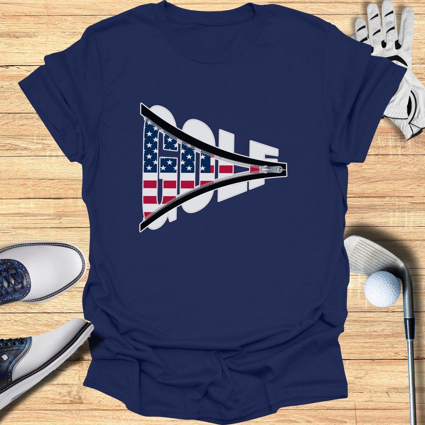 Stars and Stripes Zip T-Shirt - Funny Golf Tee by Swing Epic