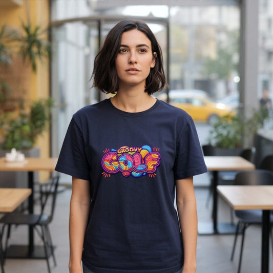 Groovy Colorful Golf Graphic Design Tee