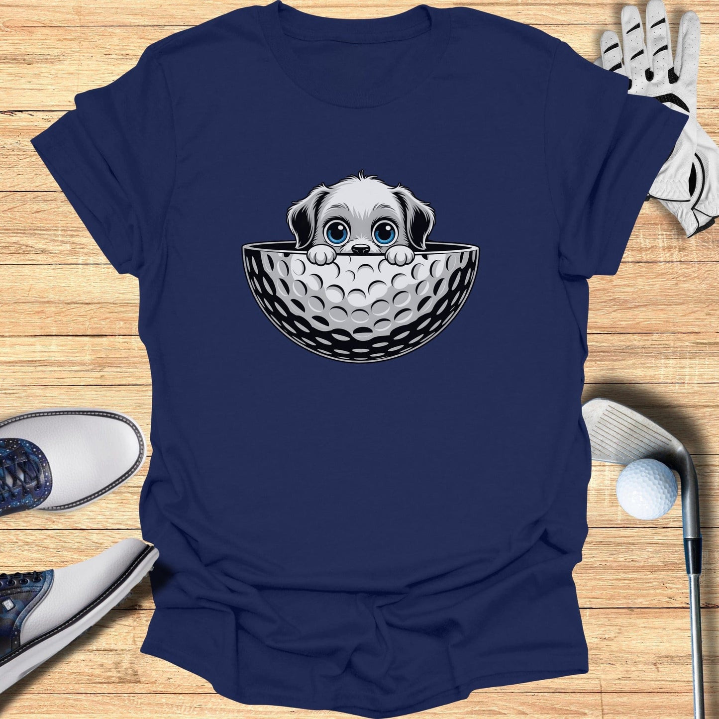 Peeking Puppy in Golf Ball Graphic T-Shirt Product