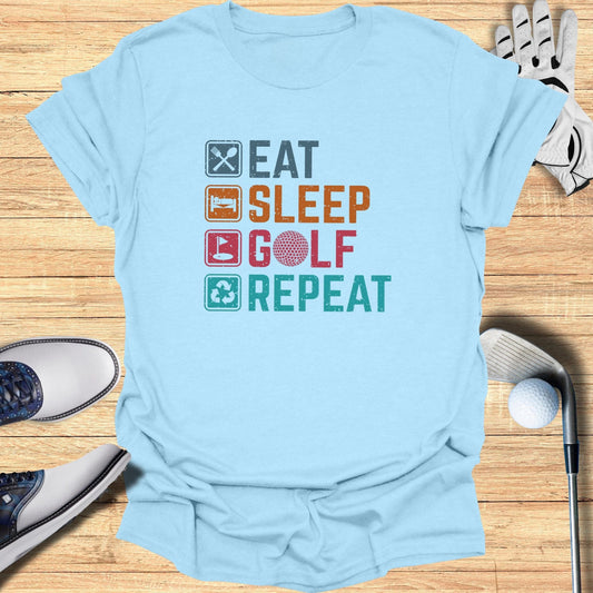 Eat Sleep Golf Repeat T-Shirt - Funny Golf Tee by Swing Epic