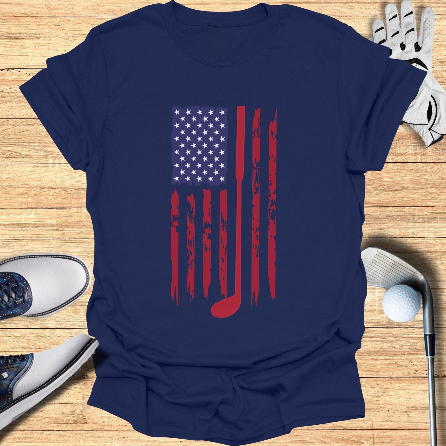 Patriotic Golf American Flag T-Shirt - Funny Golf Tee by Swing Epic