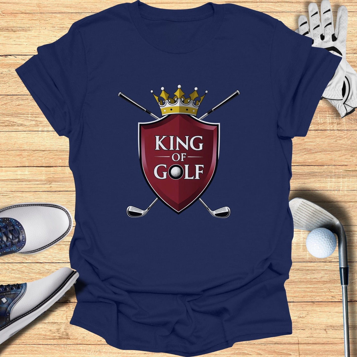 King Of Golf Shield T-Shirt - Funny Golf Tee by Swing Epic