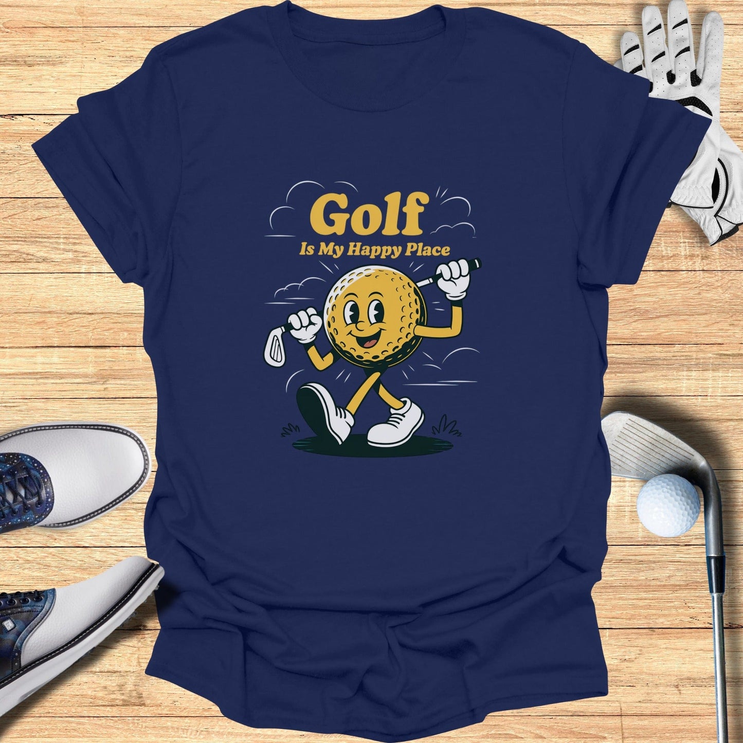 Golf Is My Happy Place T-Shirt - Funny Golf Tee by Swing Epic