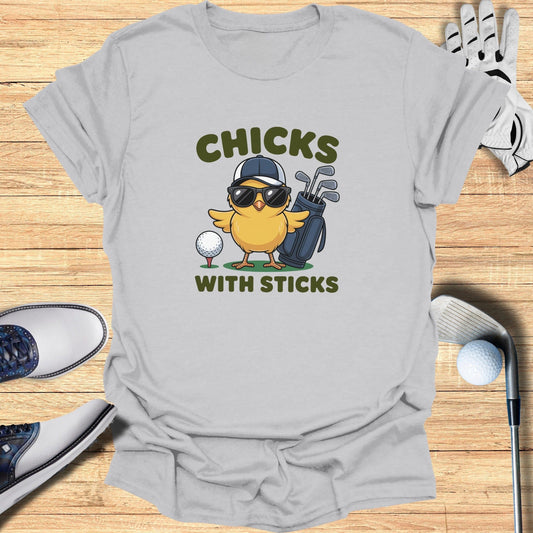 Chicks With Sticks T-Shirt - Funny Golf Tee by Swing Epic