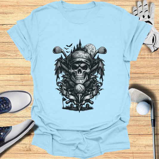 Skull and Golf Clubs Gothic Themed Graphic T-Shirt