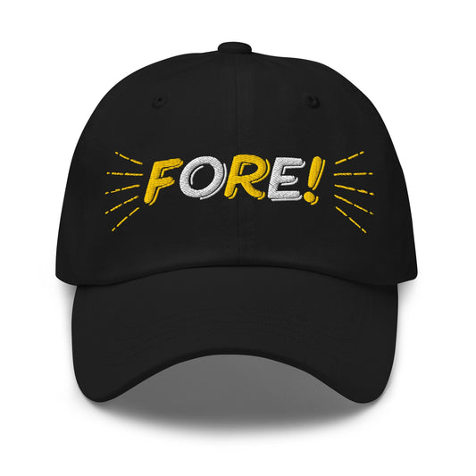 FORE! Quirky Embroidered Golf Cap - Funny Golf Tee by Swing Epic