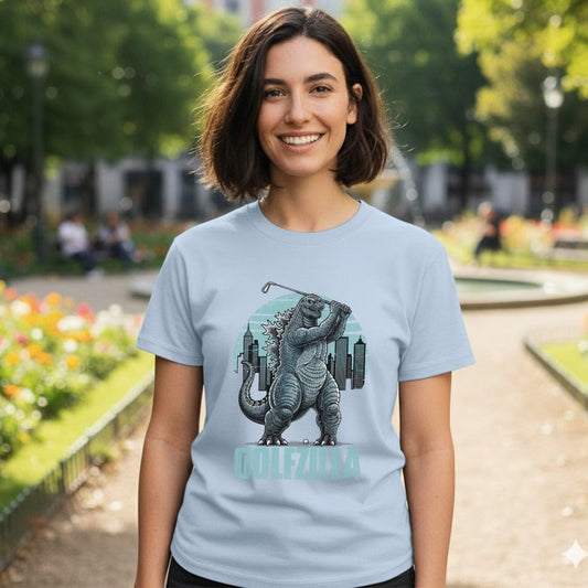 Golfzilla Graphic T-Shirt Creature Playing Golf Design