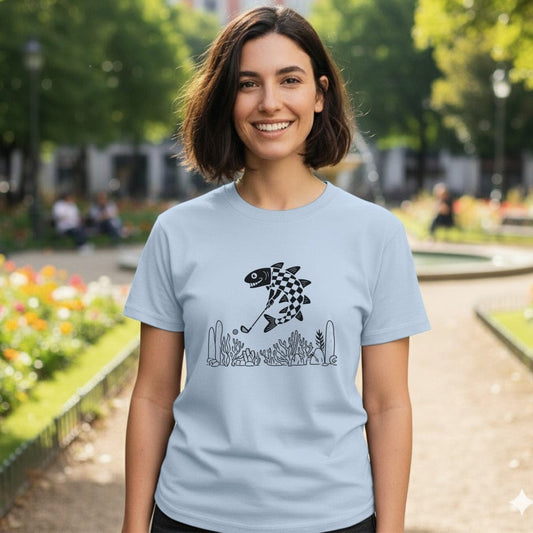 Unique Chameleon Playing Golf Graphic Printed Shirt