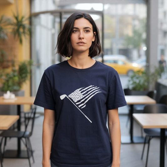 Golf Club Patriotic American Flag Graphic Tee