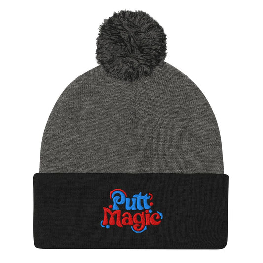Putt Magic Quirky Embroidered Golf Pom-Pom Beanie - Funny Golf Tee by Swing Epic