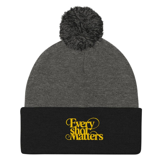 Every Shot Matters Embroidered Golf Pom-Pom Beanie - Funny Golf Tee by Swing Epic