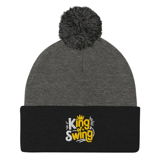 King of Swing Embroidered Golf Pom-Pom Beanie - Funny Golf Tee by Swing Epic