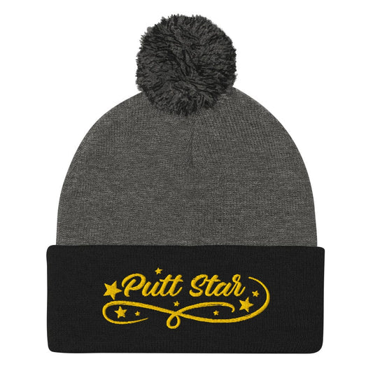 Putt Star Quirky Spirit Embroidered Golf Pom-Pom Beanie - Funny Golf Tee by Swing Epic