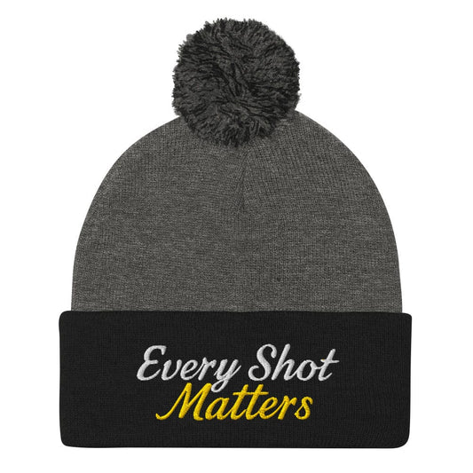 Every Shot Matters Fun Embroidered Golf Pom-Pom Beanie - Funny Golf Tee by Swing Epic