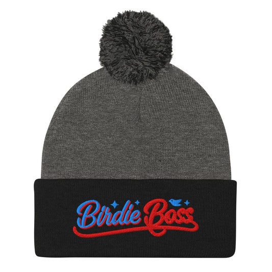 Birdie Boss Embroidered Golf Pom-Pom Beanie - Funny Golf Tee by Swing Epic