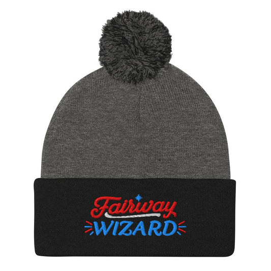Fairway Wizard Embroidered Golf Pom-Pom Beanie - Funny Golf Tee by Swing Epic