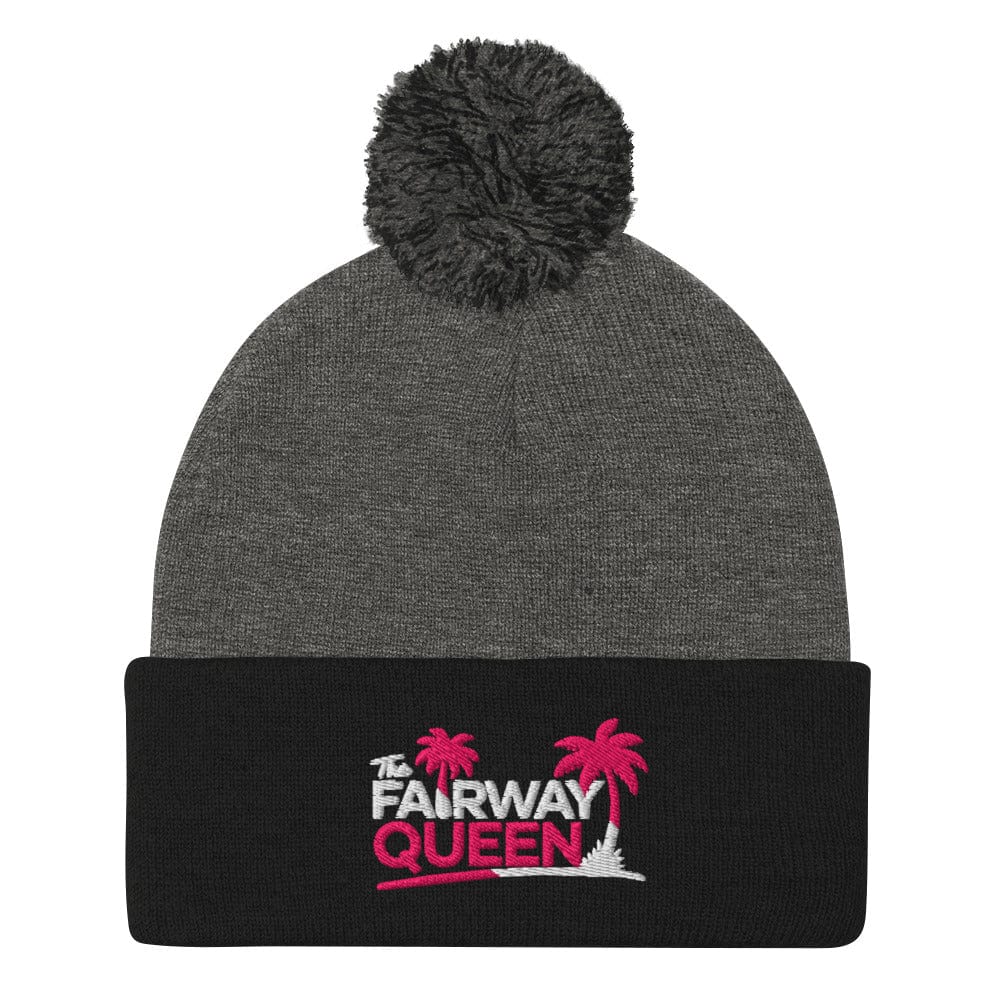 The Fairway Queen Embroidered Golf Pom-Pom Beanie - Funny Golf Tee by Swing Epic