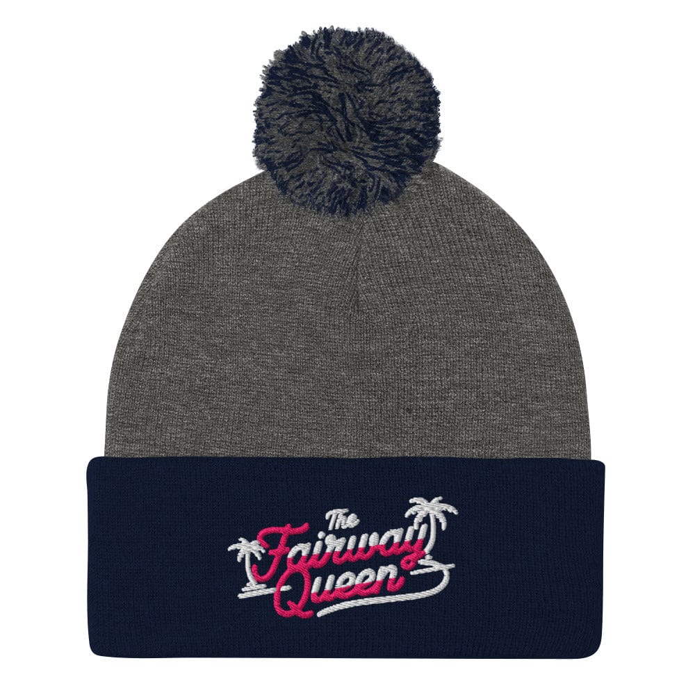 The Fairway Queen Embroidered Golf Pom-Pom Beanie - Funny Golf Tee by Swing Epic