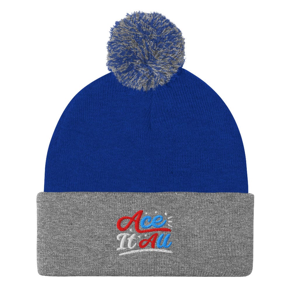 Ace It All Embroidered Golf Pom-Pom Beanie - Funny Golf Tee by Swing Epic