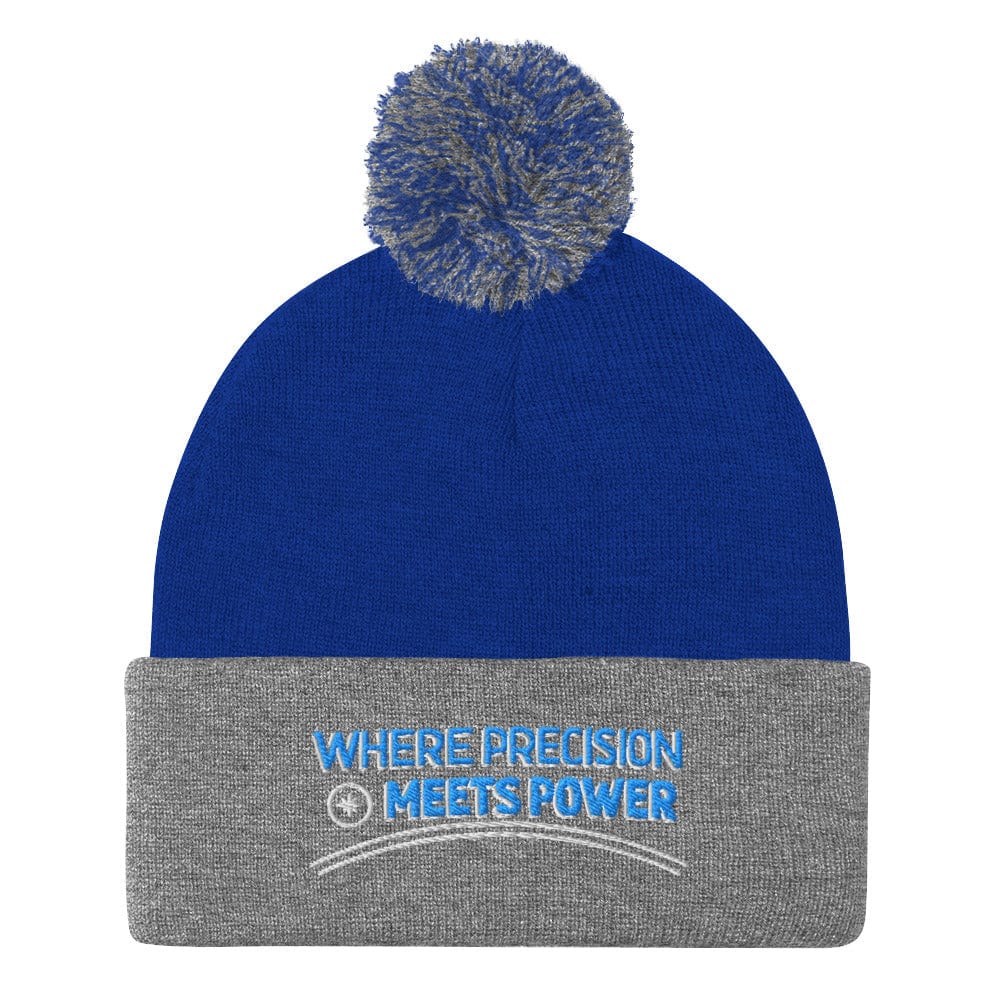 Where Precision Meets Power Embroidered Golf Pom-Pom Beanie - Funny Golf Tee by Swing Epic