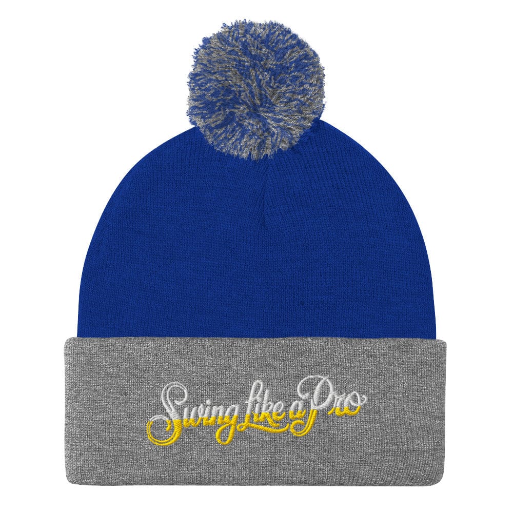 Swing Like a Pro Quirky Embroidered Golf Pom-Pom Beanie - Funny Golf Tee by Swing Epic