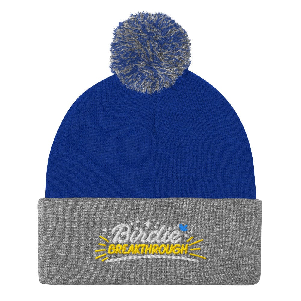 Birdie Breakthrough Fun Embroidered Golf Pom-Pom Beanie - Funny Golf Tee by Swing Epic