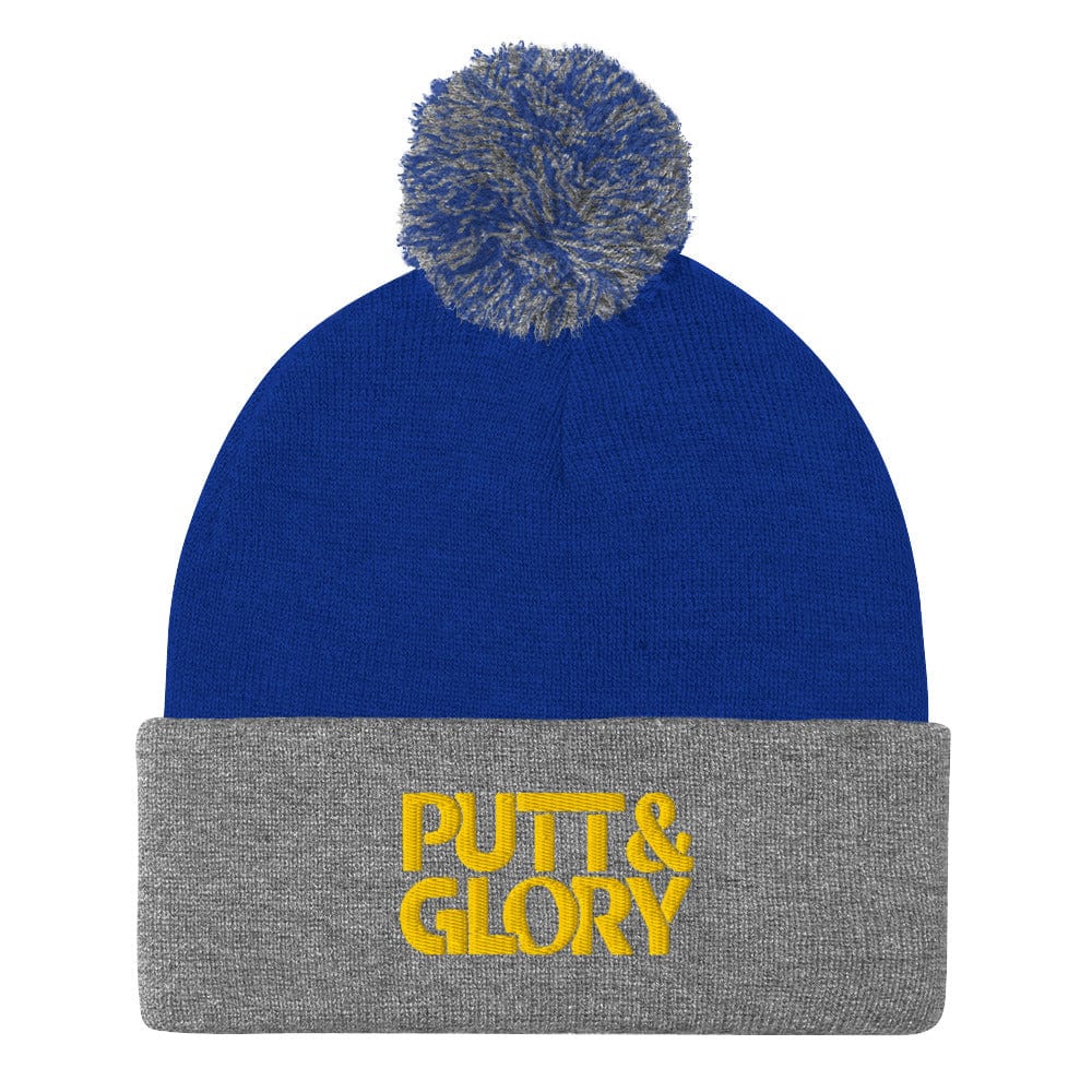 Putt and Glory Embroidered Golf Pom-Pom Beanie - Funny Golf Tee by Swing Epic