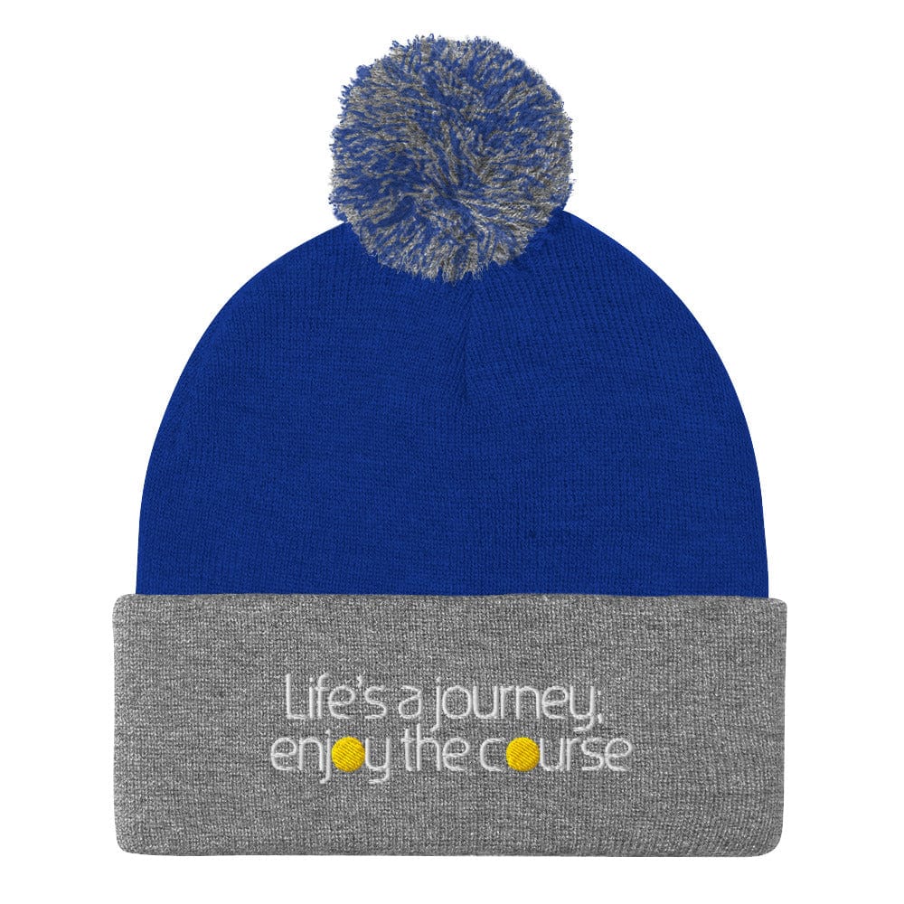 Life's a Journey Enjoy the Course Embroidered Golf Pom-Pom Beanie - Funny Golf Tee by Swing Epic