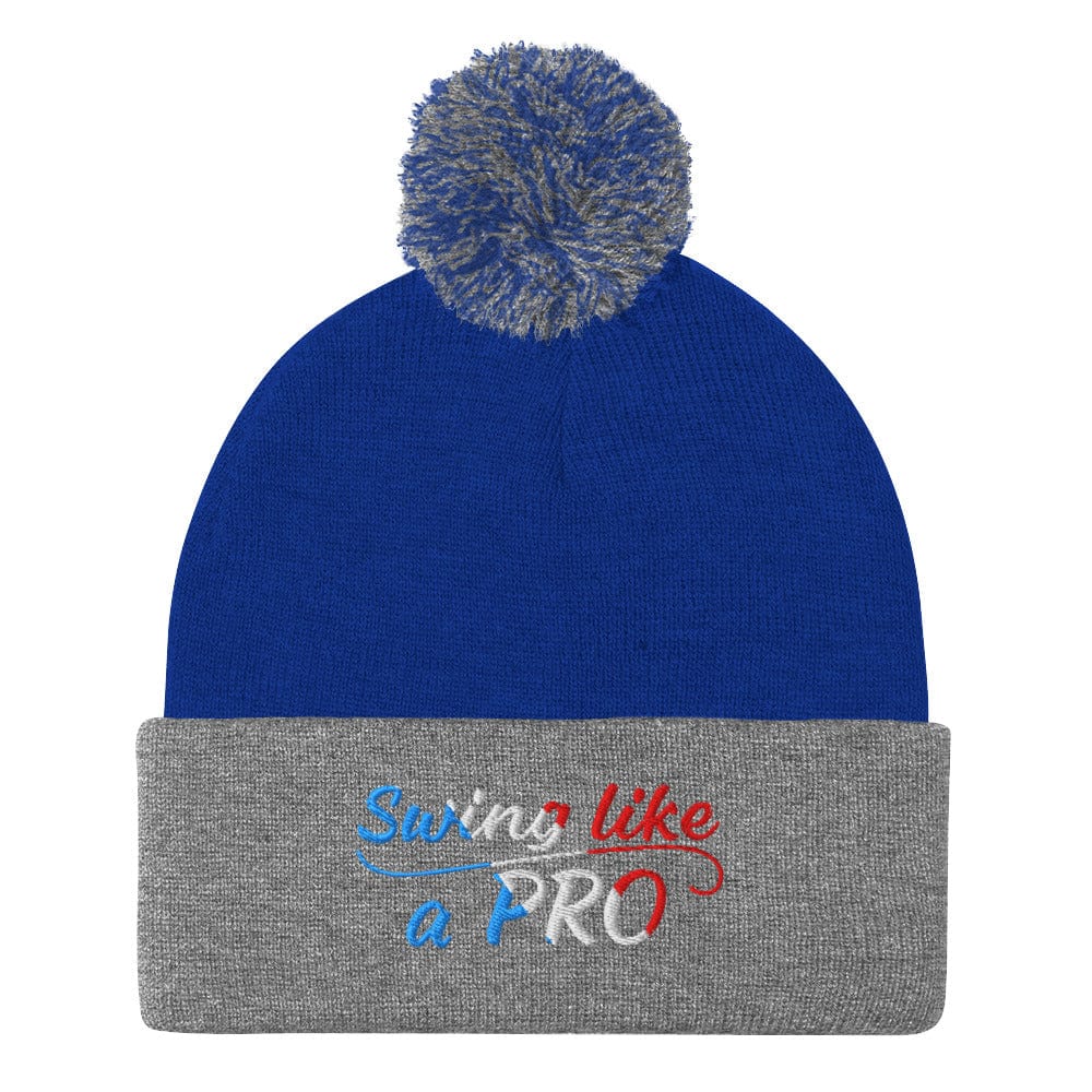 Swing Like A Pro Embroidered Golf Pom-Pom Beanie - Funny Golf Tee by Swing Epic