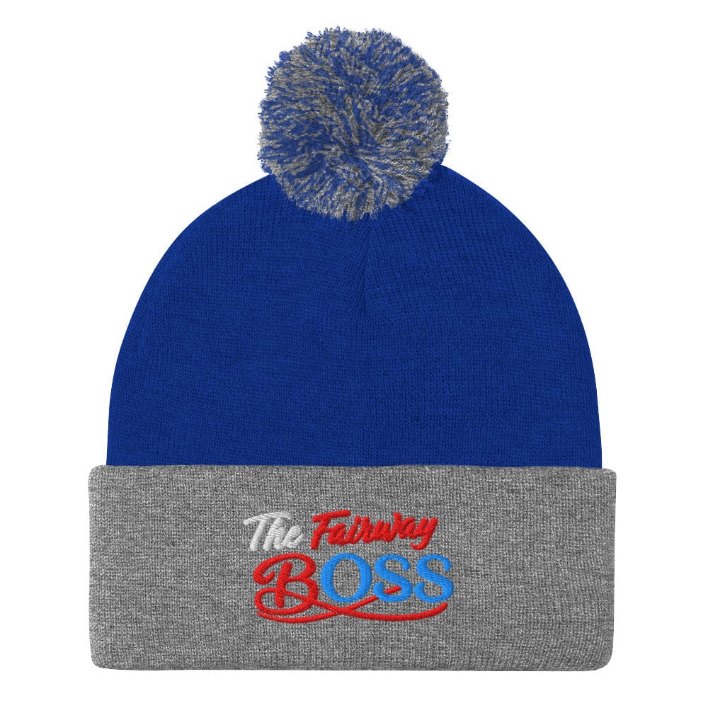 The Fairway Boss Sparkly Embroidered Golf Pom-Pom Beanie - Funny Golf Tee by Swing Epic