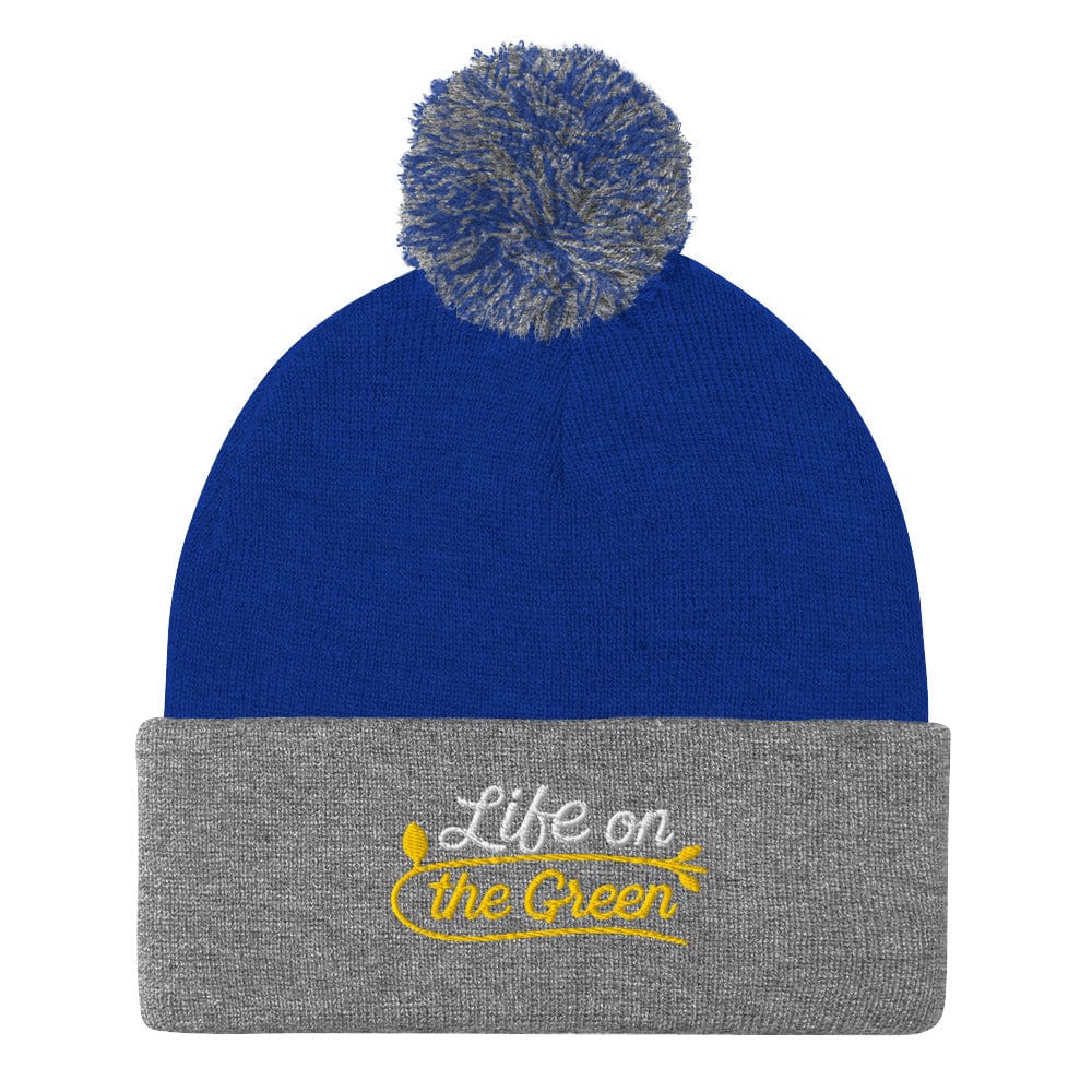 Life on the Green Engaging Fun Embroidered Golf Pom-Pom Beanie - Funny Golf Tee by Swing Epic