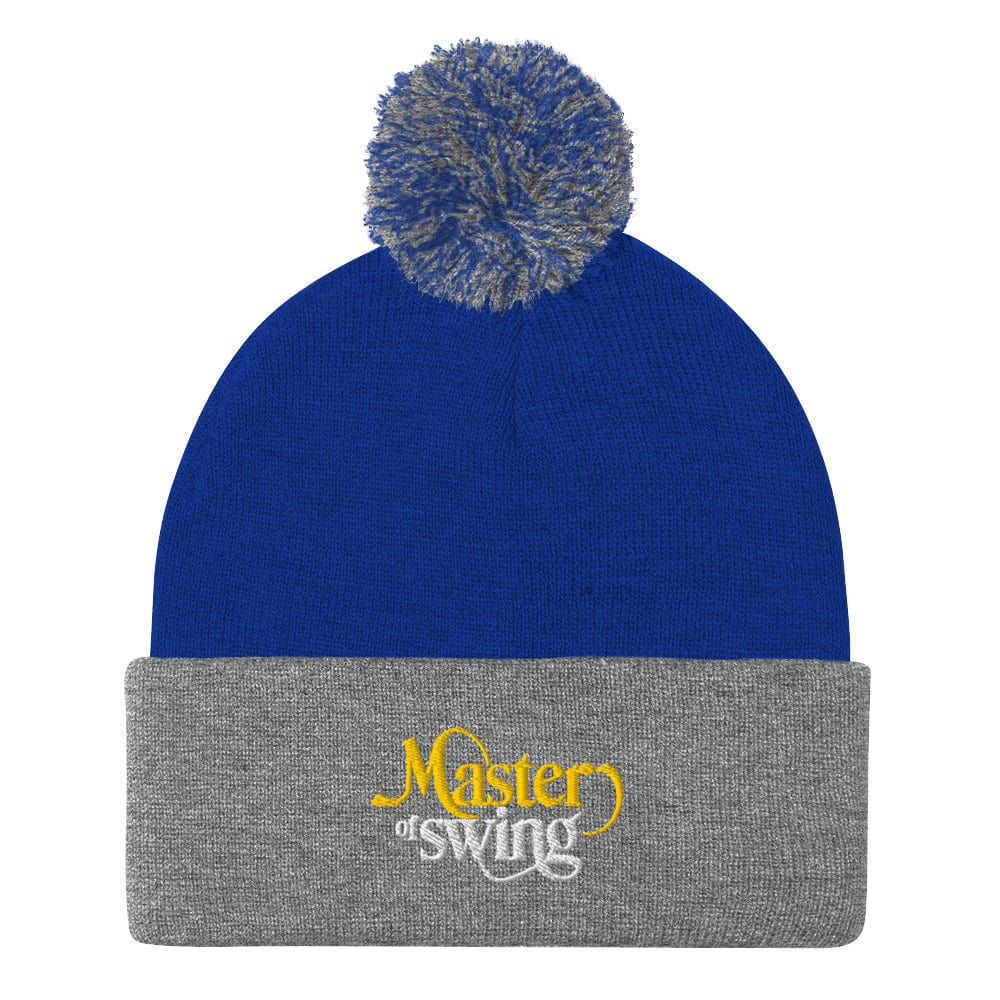Master of Swing Fun Quirky Embroidered Golf Pom-Pom Beanie - Funny Golf Tee by Swing Epic
