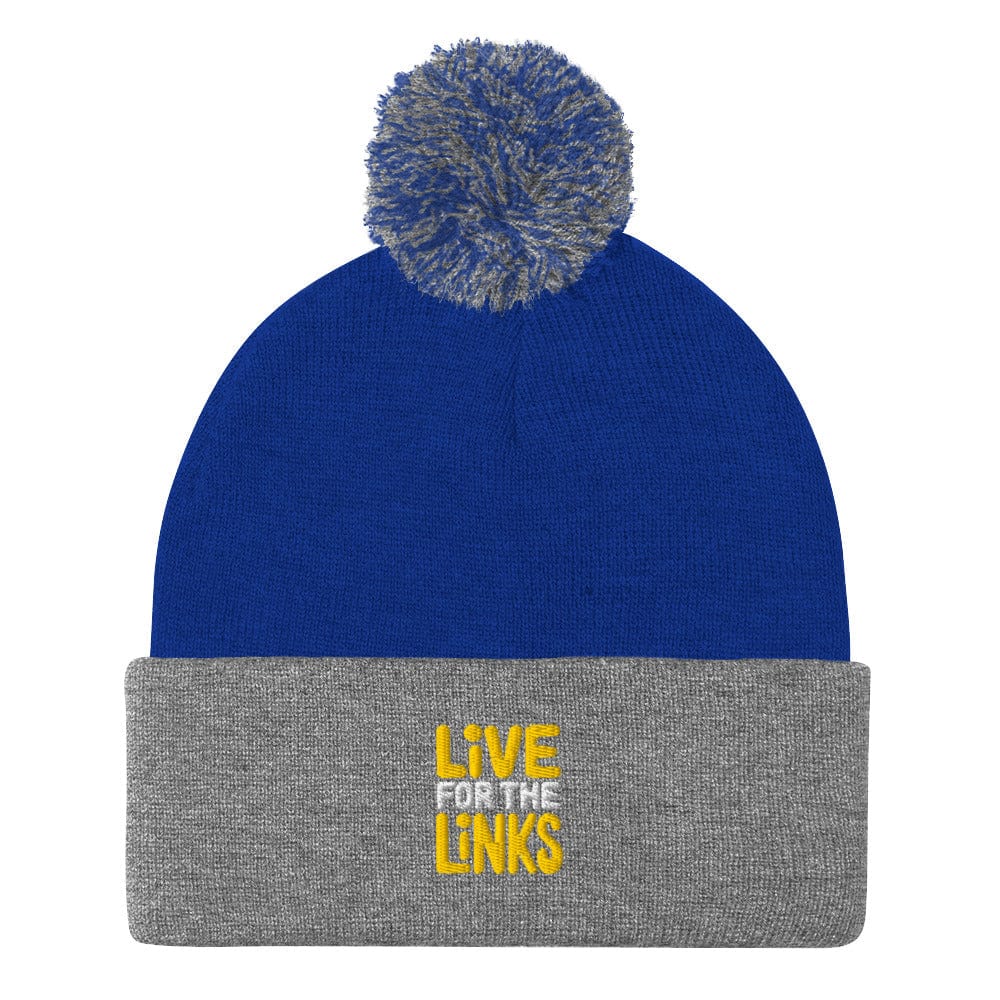 Live For The Links Fun Embroidered Golf Pom-Pom Beanie - Funny Golf Tee by Swing Epic