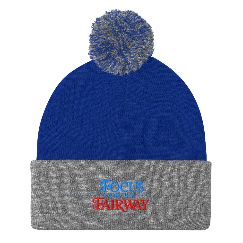 Focus on the Fairway Embroidered Golf Pom-Pom Beanie - Funny Golf Tee by Swing Epic