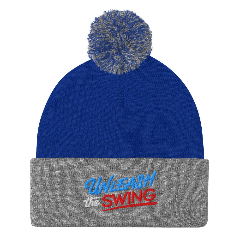Unleash The Swing Embroidered Golf Pom-Pom Beanie - Funny Golf Tee by Swing Epic