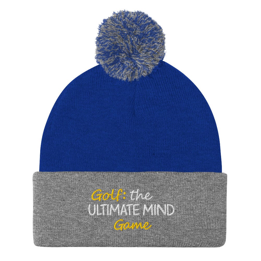 Golf The Ultimate Mind Game Embroidered Golf Pom-Pom Beanie - Funny Golf Tee by Swing Epic