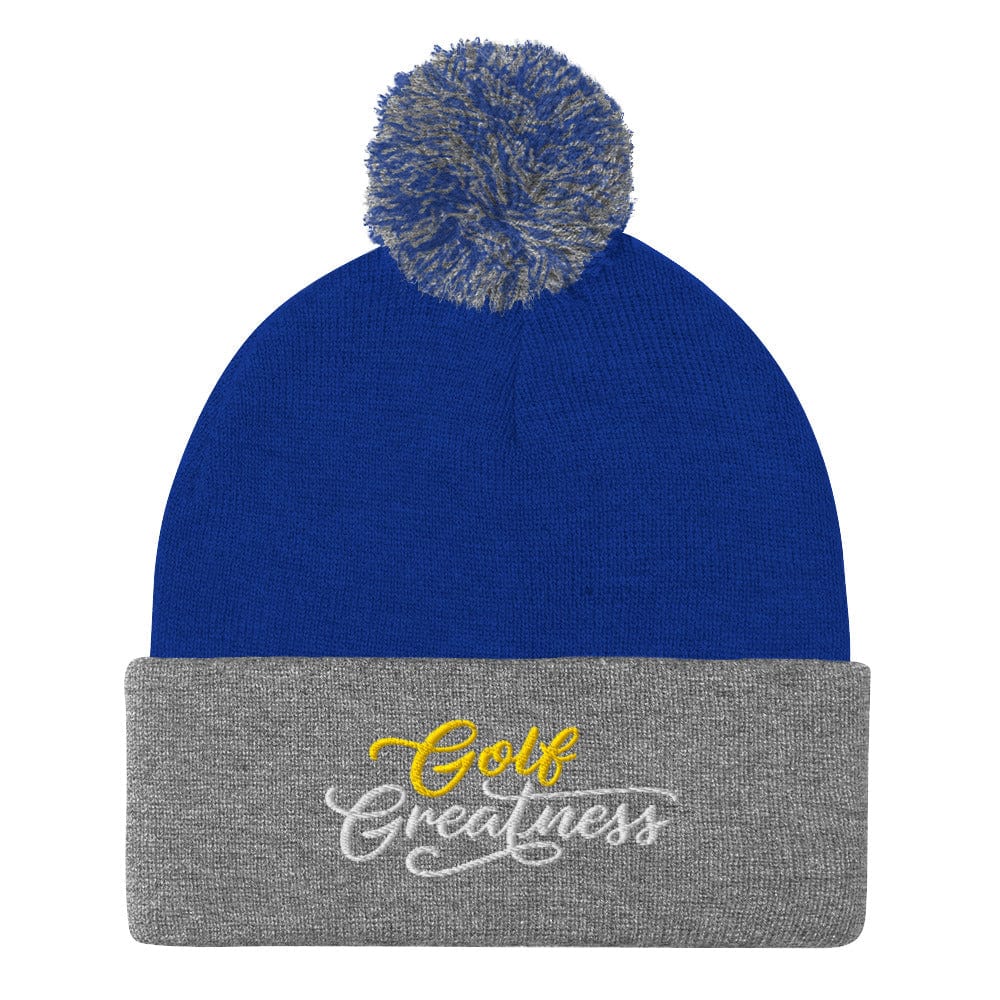 Golf Greatness Fun Embroidered Golf Pom-Pom Beanie - Funny Golf Tee by Swing Epic