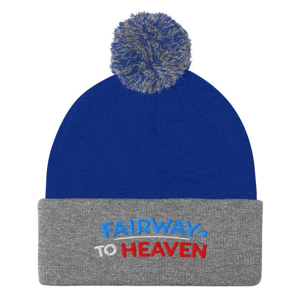 Fairway To Heaven Embroidered Golf Pom-Pom Beanie - Funny Golf Tee by Swing Epic