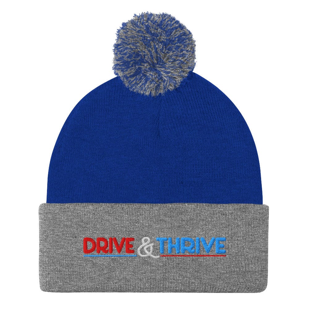 Drive & Thrive Embroidered Golf Pom-Pom Beanie - Funny Golf Tee by Swing Epic