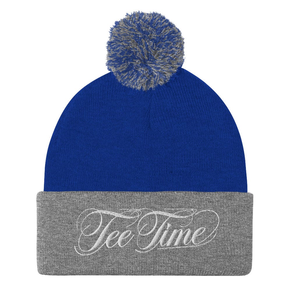 Tee Time Engaging Fun Embroidered Golf Pom-Pom Beanie - Funny Golf Tee by Swing Epic
