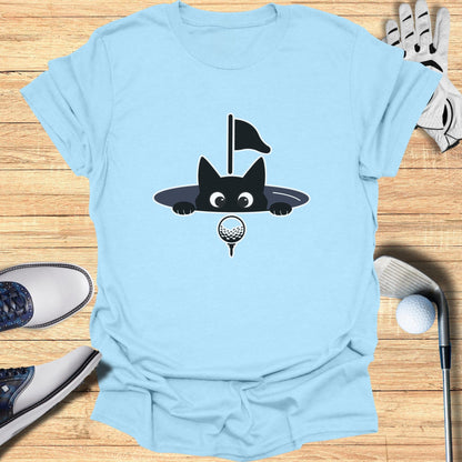Cute Cat Golfing T-Shirt with Fun Hole-in-One Design