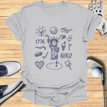 Statue of Liberty with golf elements, ice cream, and "1776 GOLF" text.