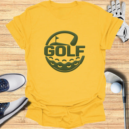 Stylish Yellow T-Shirt with Golf Symbol Design