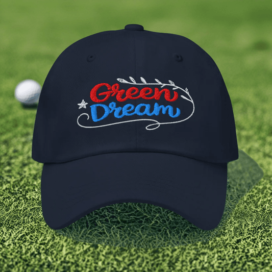 Green Dream Stars and Leaves Fun Embroidered Golf Cap - Funny Golf Tee by Swing Epic
