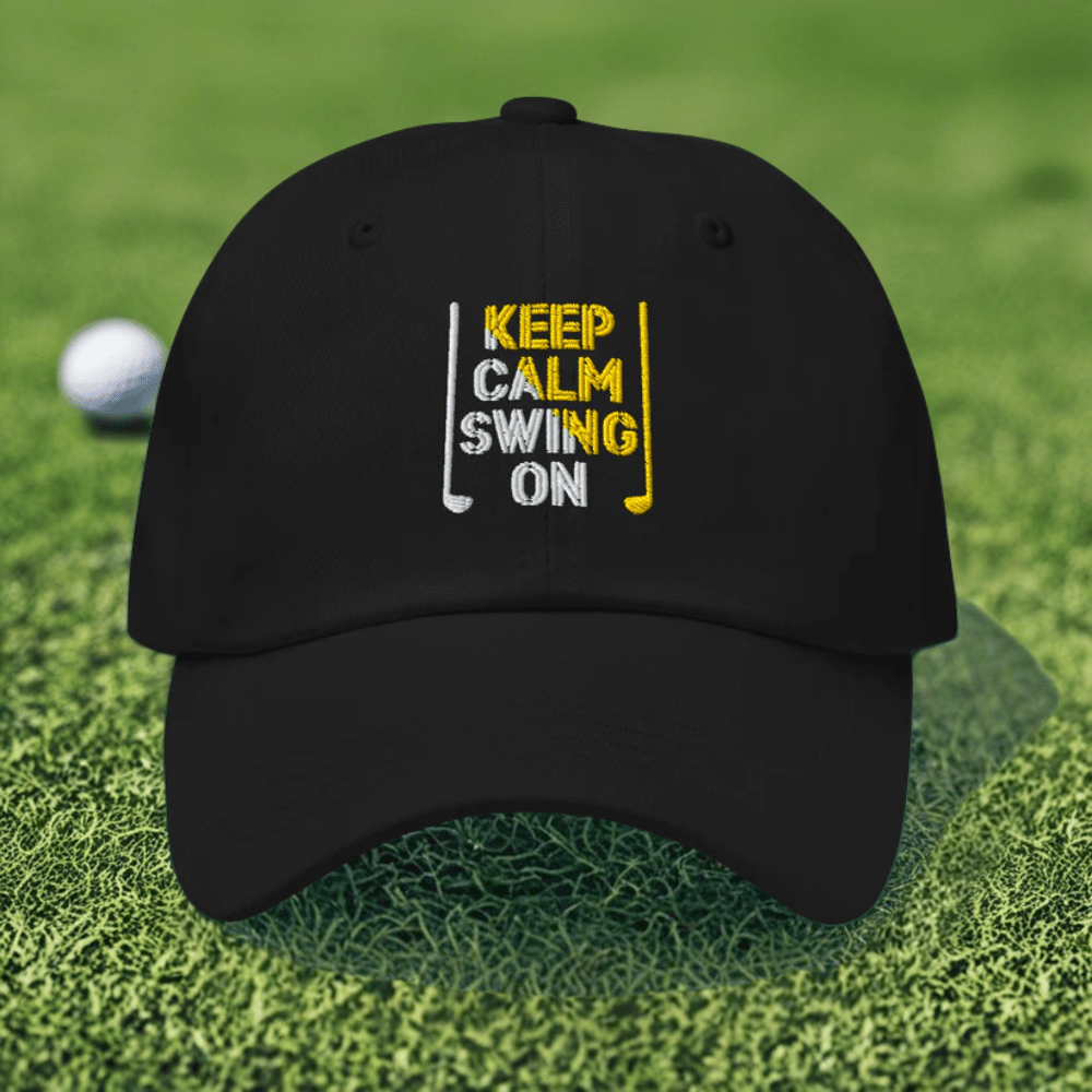 Keep Calm Swing On Embroidered Golf Cap - Funny Golf Tee by Swing Epic