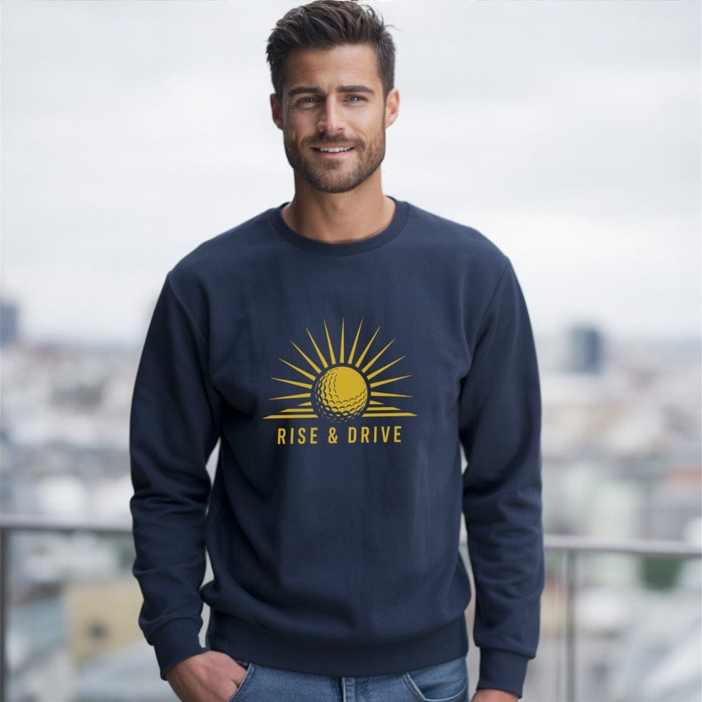 Rise and Drive Sweatshirt with Sunburst Golf Design