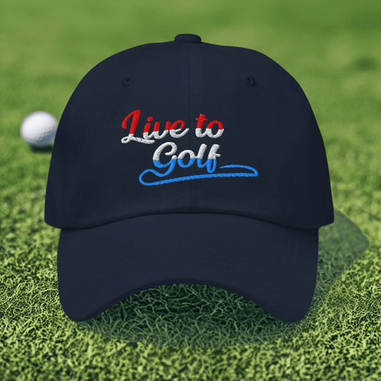 Live to Golf Fun Embroidered Golf Cap - Funny Golf Tee by Swing Epic