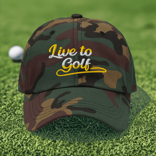 Live to Golf Fun Embroidered Golf Cap - Funny Golf Tee by Swing Epic