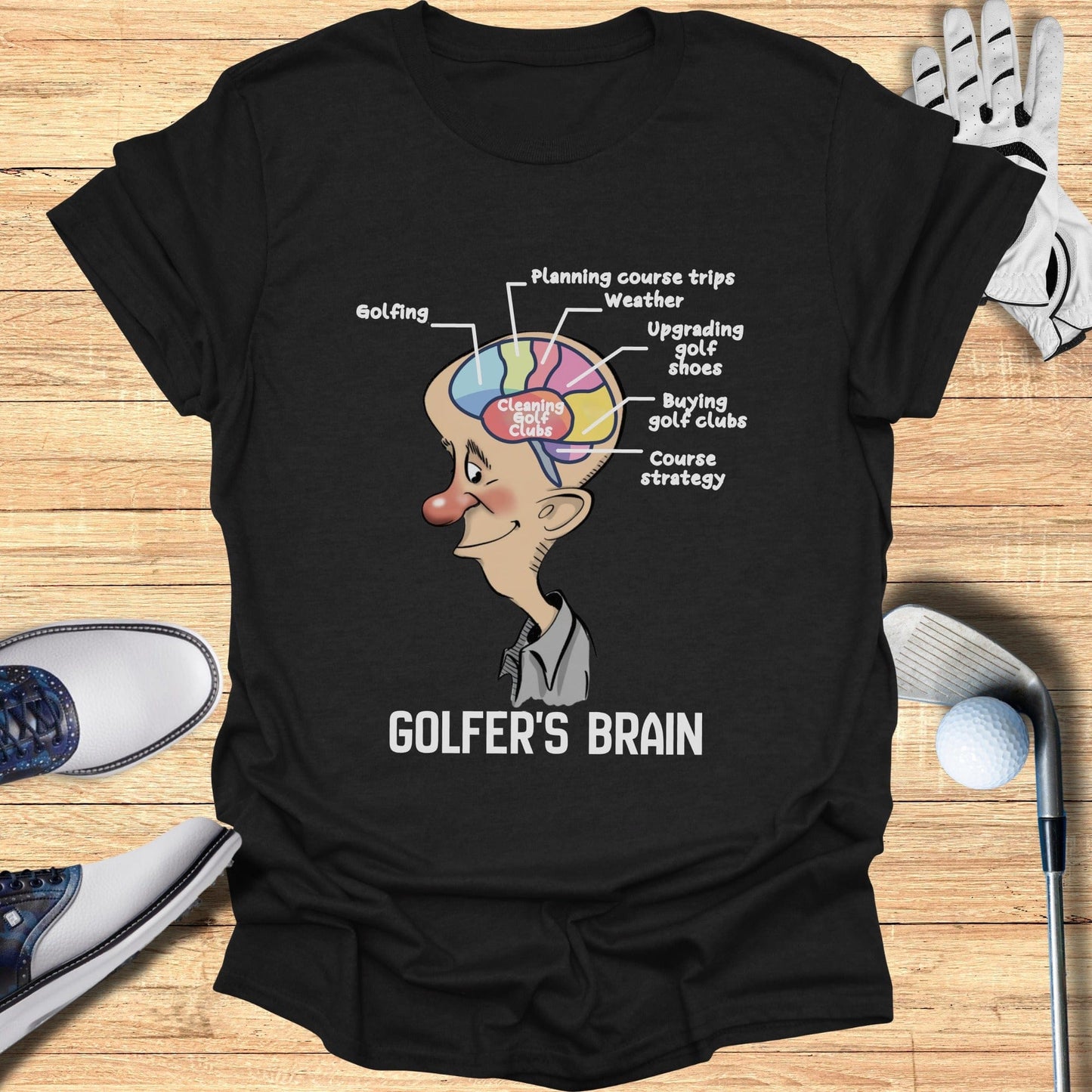 Funny Golfer's Brain Diagram Humorous Golfing Shirt
