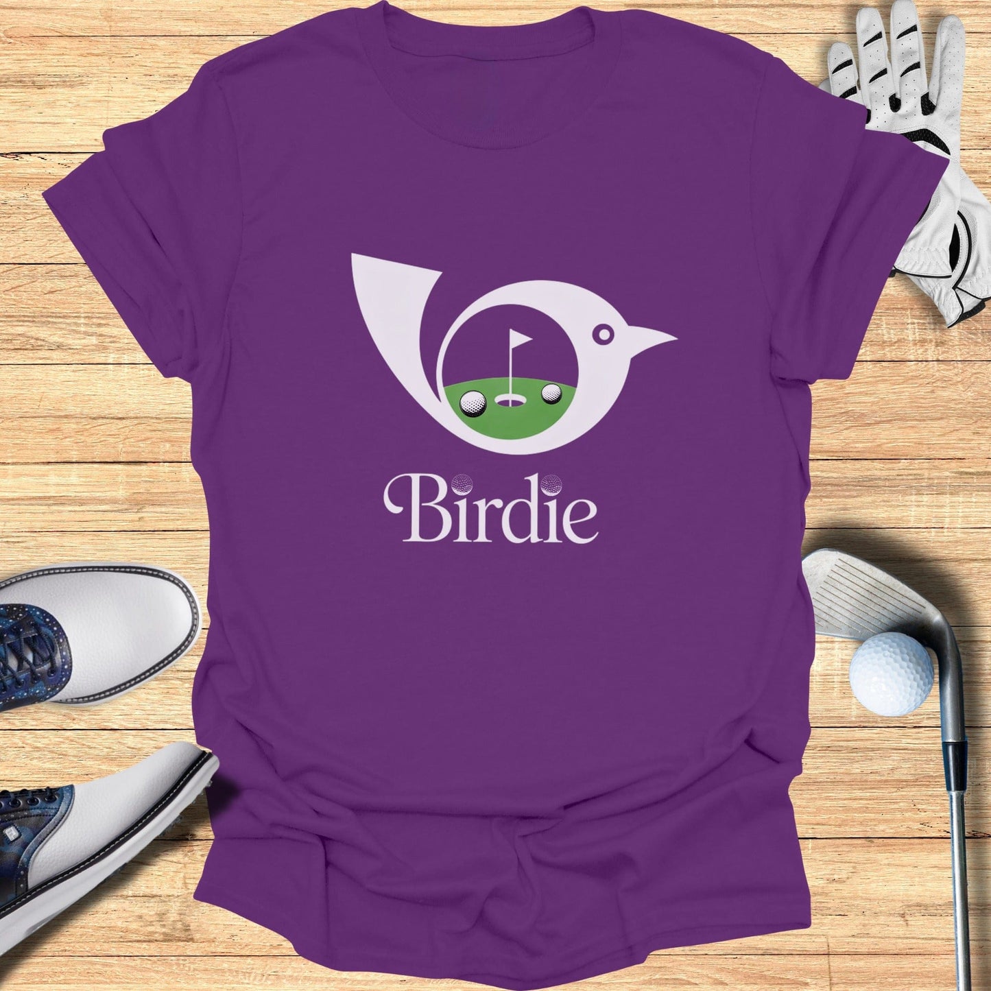 Purple Birdie Golf Themed T-Shirt